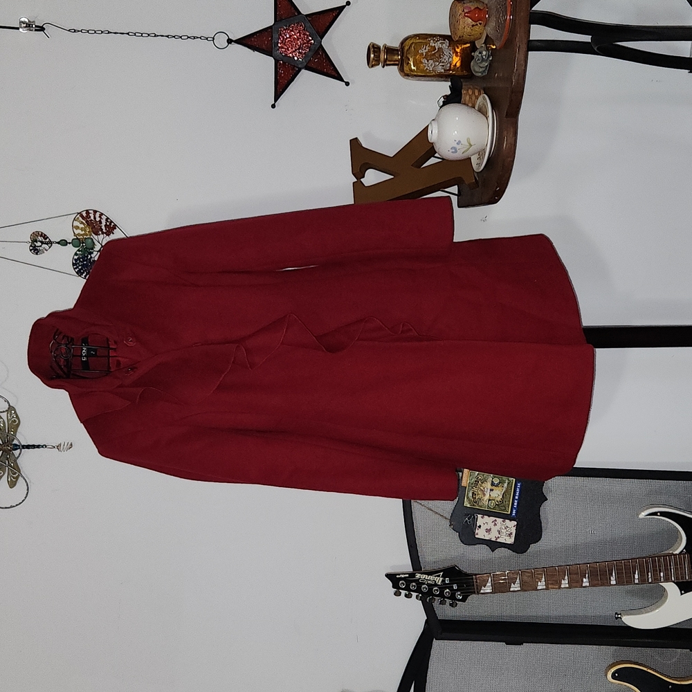 Red DKNY wool long coat